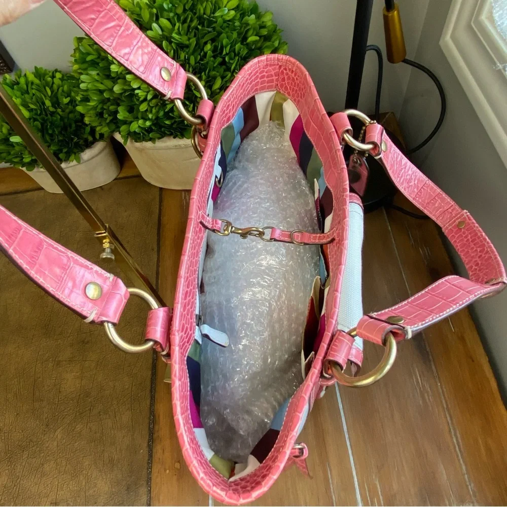 Coach RARE Exotic Legacy Pink Croc Embossed Trim Tote Y2K - Picture 8 of 17